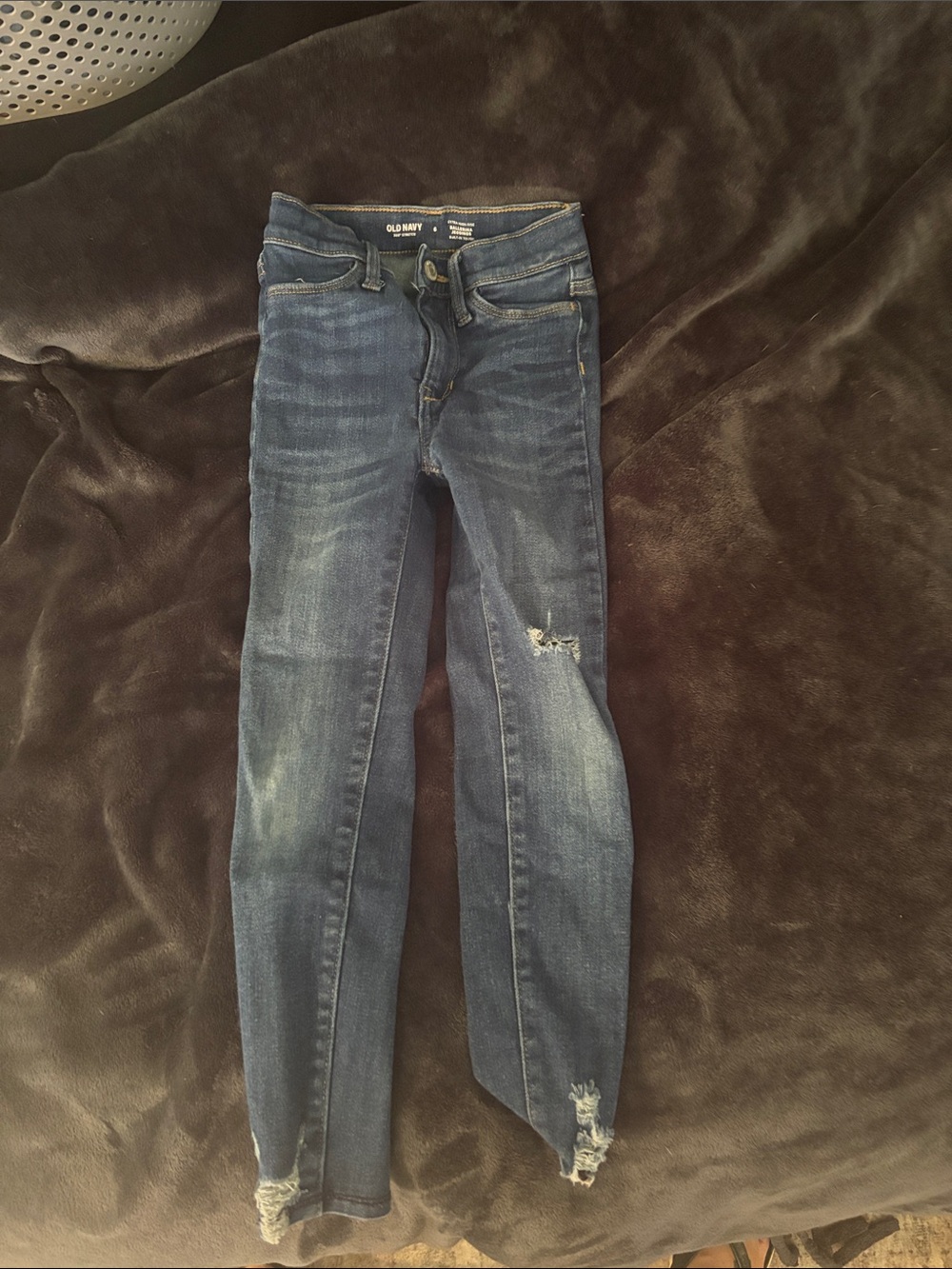 Old Navy Skinny Jeans in Dark Blue Denim with Faded Whisker Detail